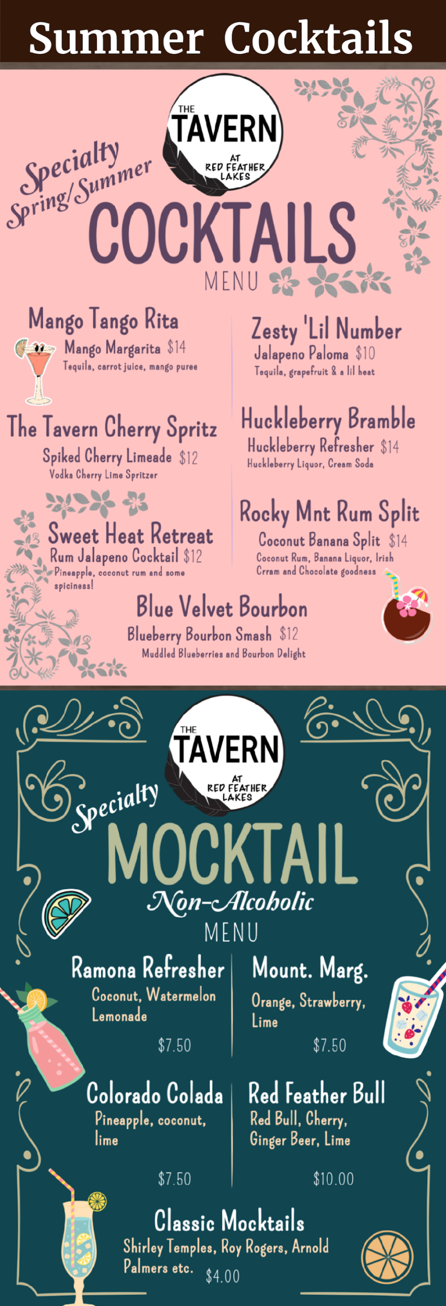 Summer Cocktails Menu 2026